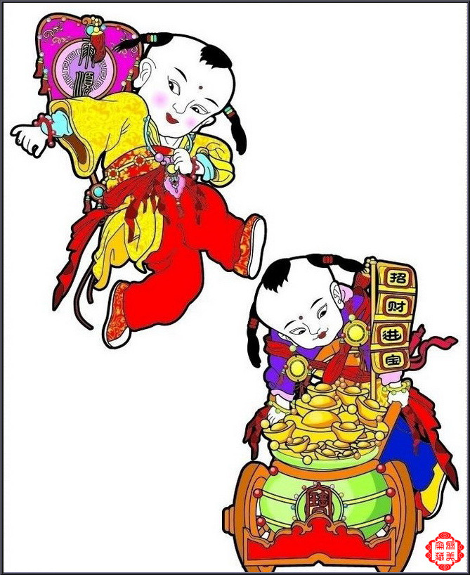百子送福吉祥如意的中国传统孩童图（一）