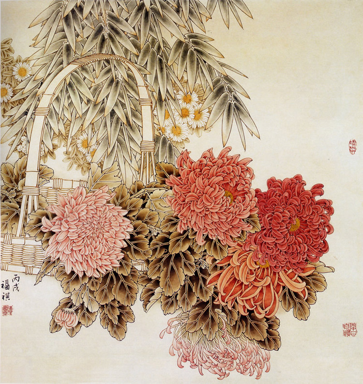 名画家笔下的秋菊盎然绘画艺术作品