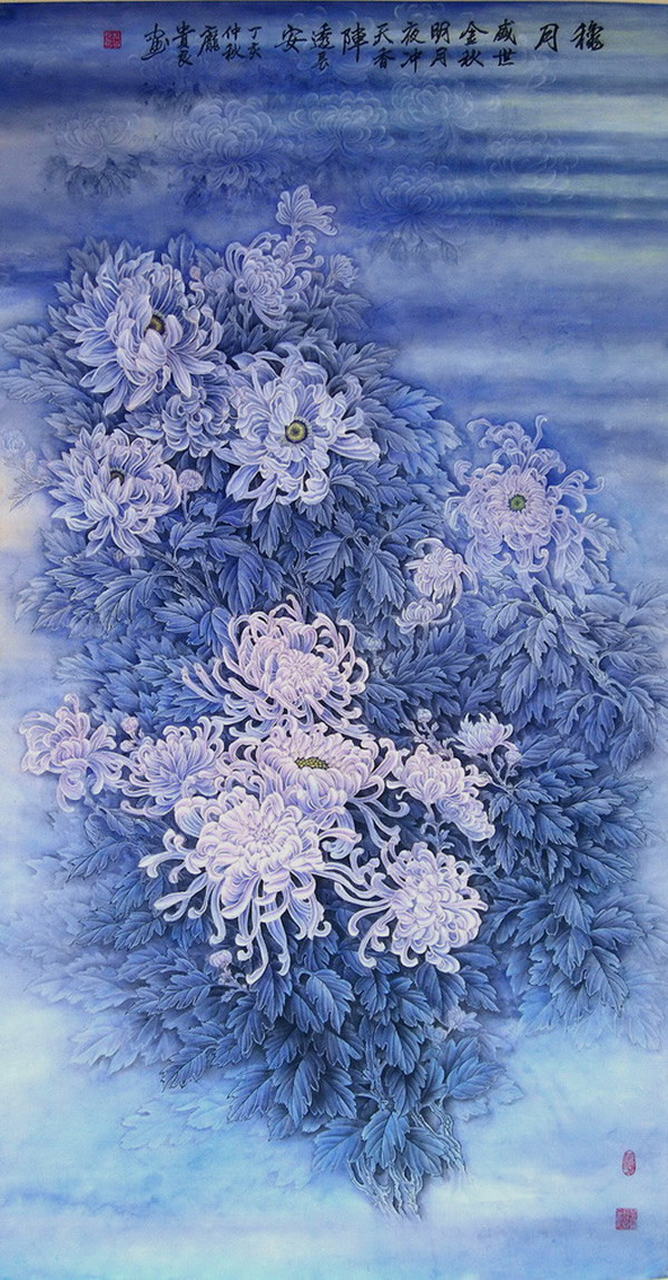 名画家笔下的秋菊盎然绘画艺术作品