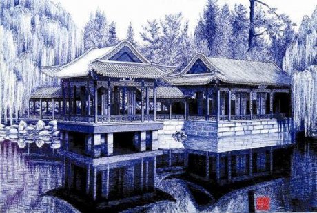 美到极致的圆珠笔古建筑绘画艺术 
