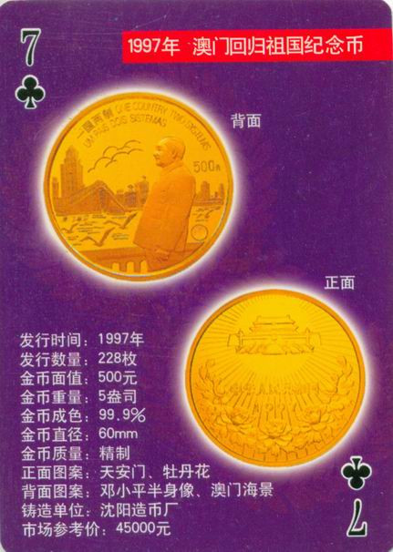 扑克版的中国当代纪念金币（二）