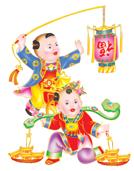 免抠图PNG格式喜庆传统年画艺术图案