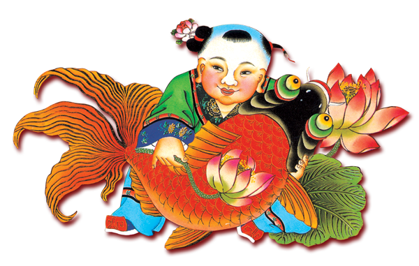 免抠图PNG格式喜庆传统年画艺术图案