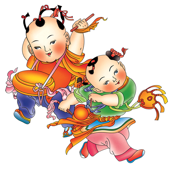 免抠图PNG格式喜庆传统年画艺术图案