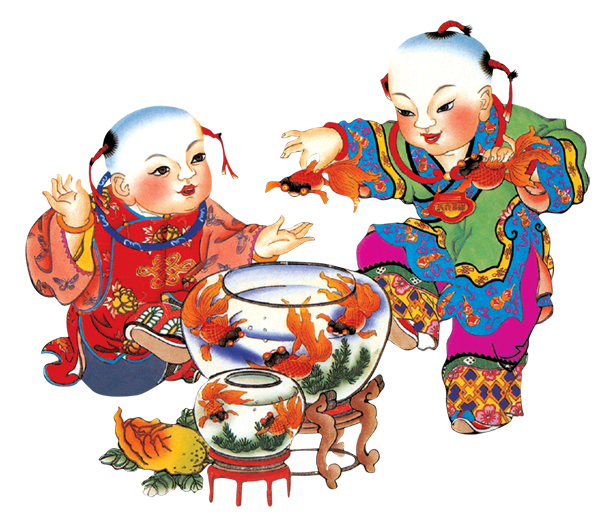 免抠图PNG格式喜庆传统年画艺术图案