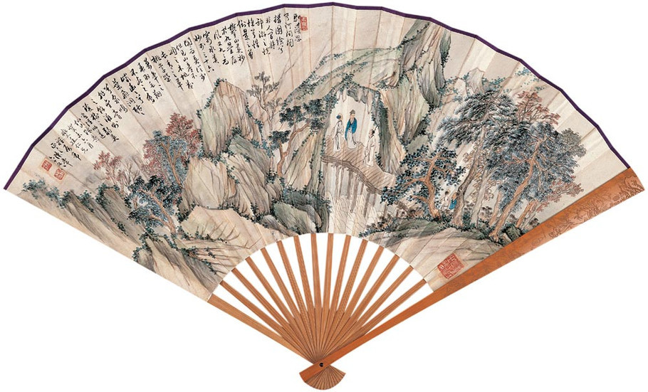 国画大师陈半丁山水扇面艺术作品
