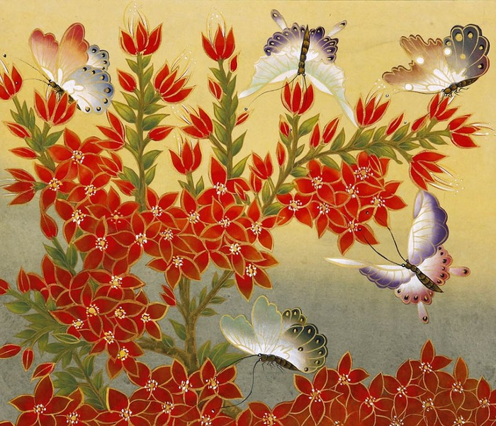 唯美的蝴蝶花主题艺术绘画作品