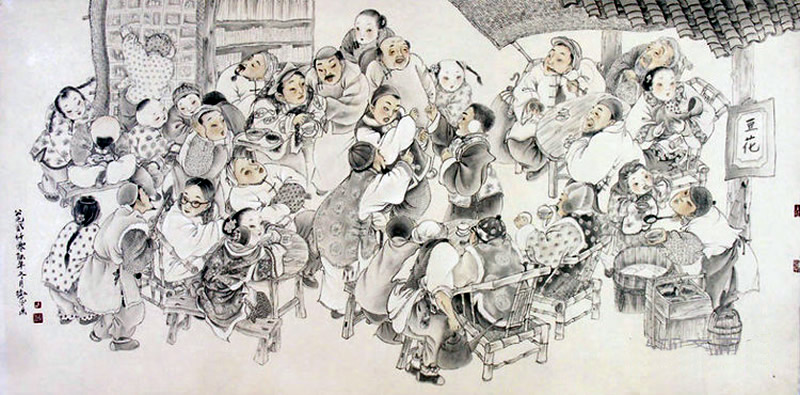 当代实力派女画家武卫萍的《民俗图》