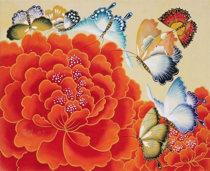 唯美的蝴蝶花主题艺术绘画作品