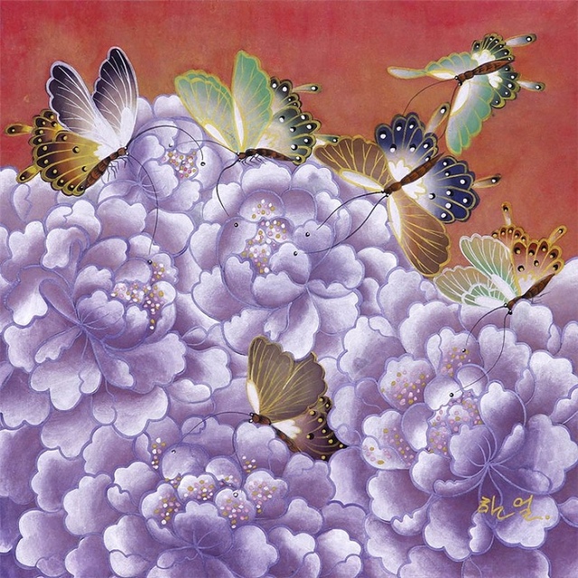 唯美的蝴蝶花主题艺术绘画作品