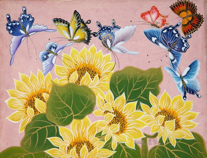 唯美的蝴蝶花主题艺术绘画作品