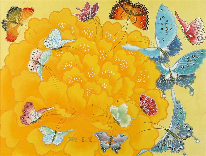 唯美的蝴蝶花主题艺术绘画作品