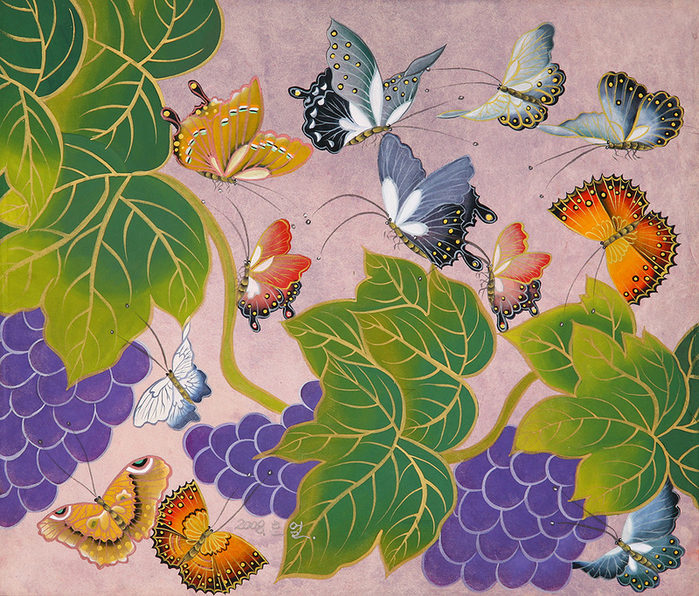 唯美的蝴蝶花主题艺术绘画作品