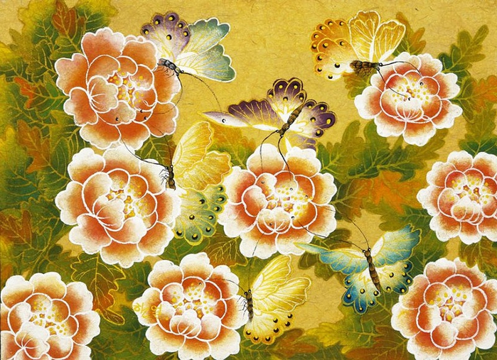 唯美的蝴蝶花主题艺术绘画作品