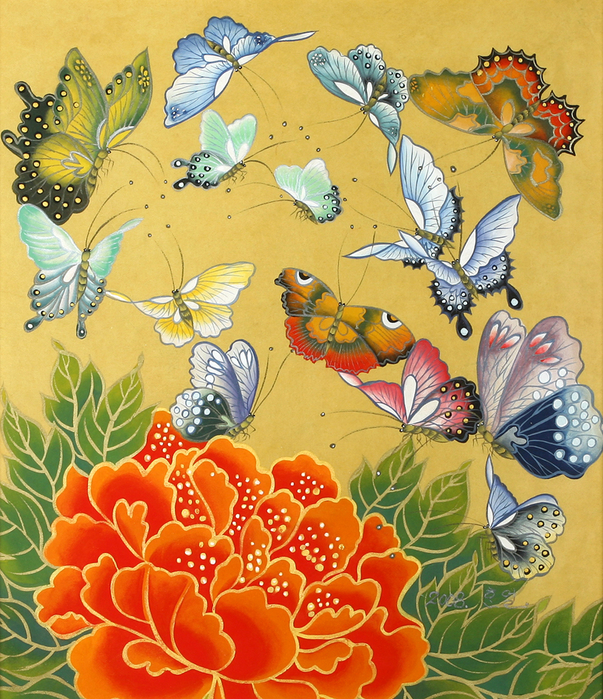 唯美的蝴蝶花主题艺术绘画作品
