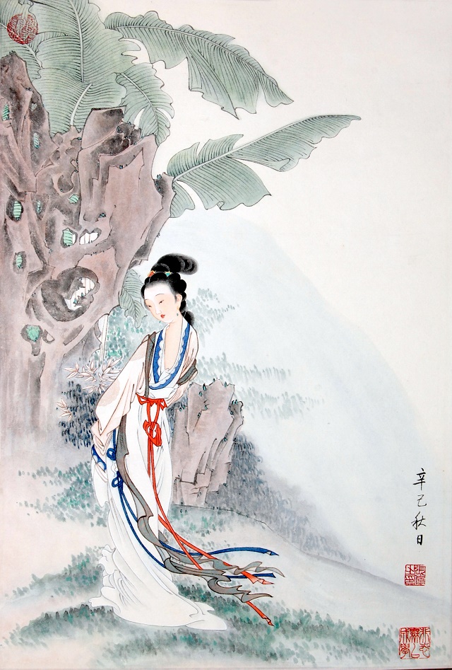 古风幽韵红袖添香--张庚伟工笔画人物