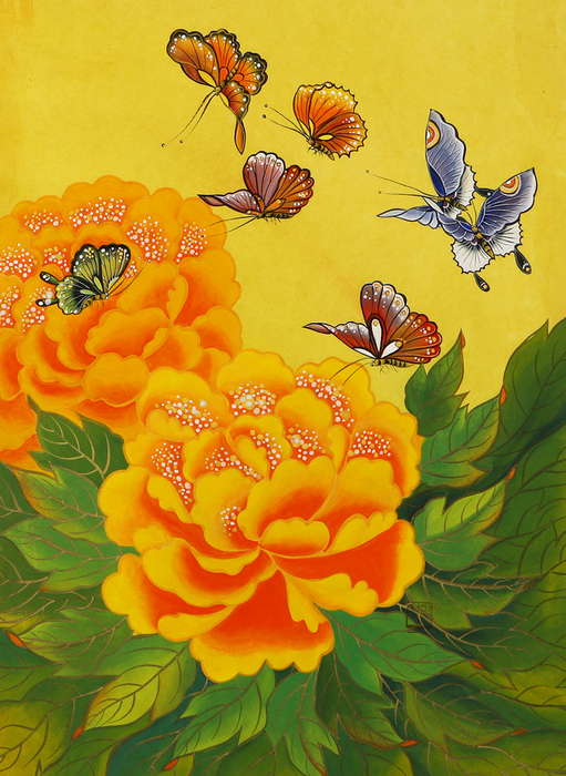 唯美的蝴蝶花主题艺术绘画作品