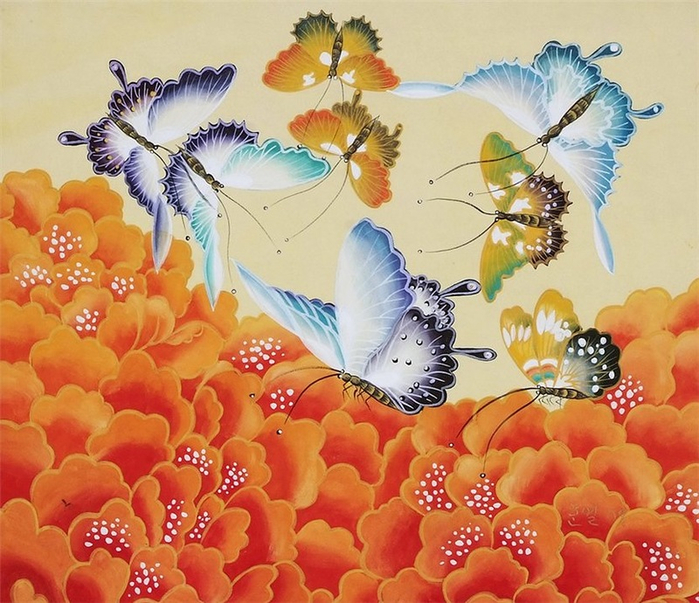 唯美的蝴蝶花主题艺术绘画作品