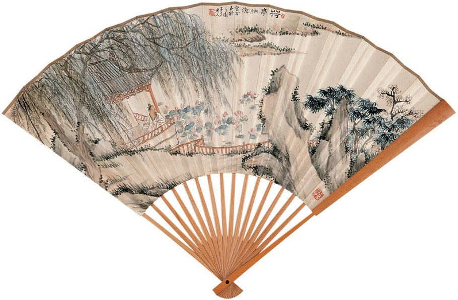 国画大师陈半丁山水扇面艺术作品