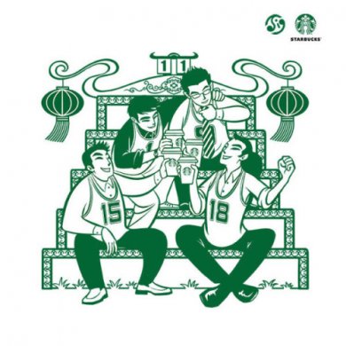 星巴克咖啡中国风新年海报创意
