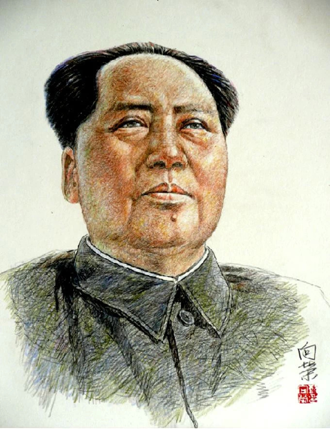 画家刘向荣素描毛泽东绘画作品（二）