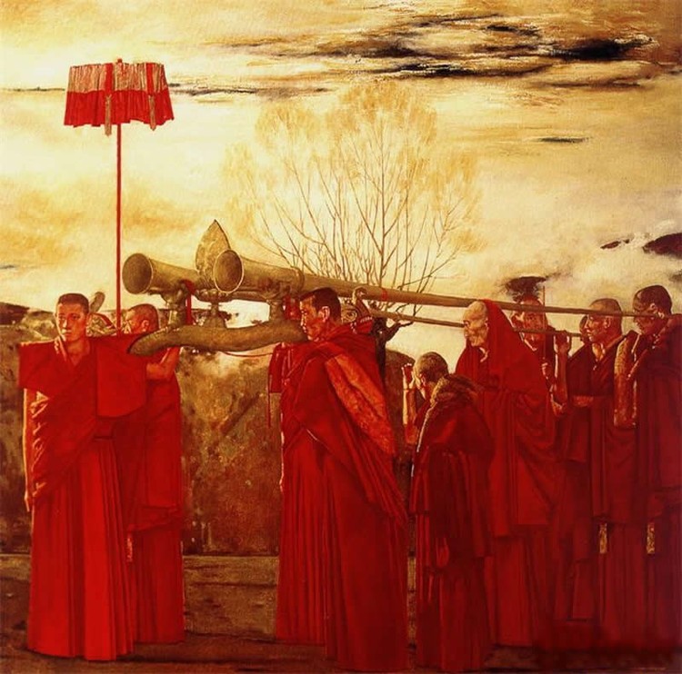 西藏的喇嘛主题绘画作品