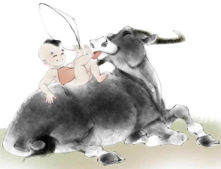 张旺生动逼真的电脑水墨儿童绘画