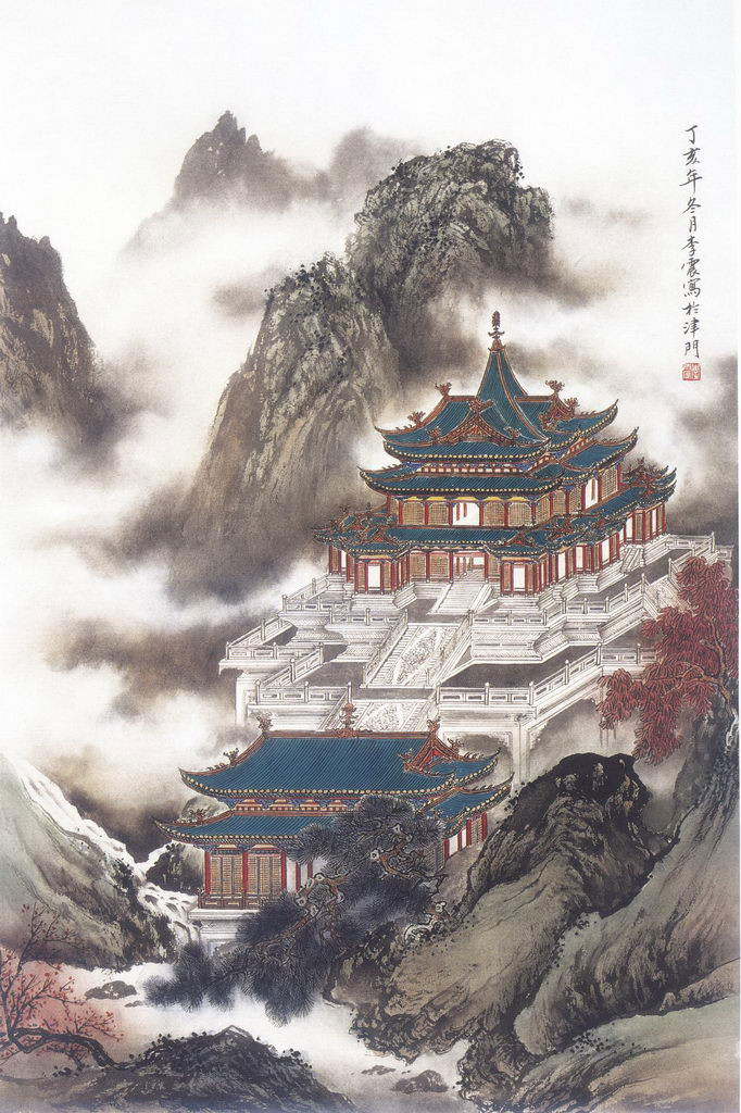 精美的工笔山水绘画艺术作品