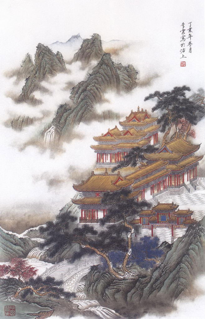 精美的工笔山水绘画艺术作品