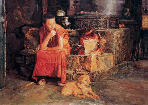 郑志明《守望西藏》绘画作品