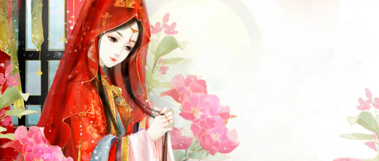 伊人红妆古风插画创意艺术作品（二）