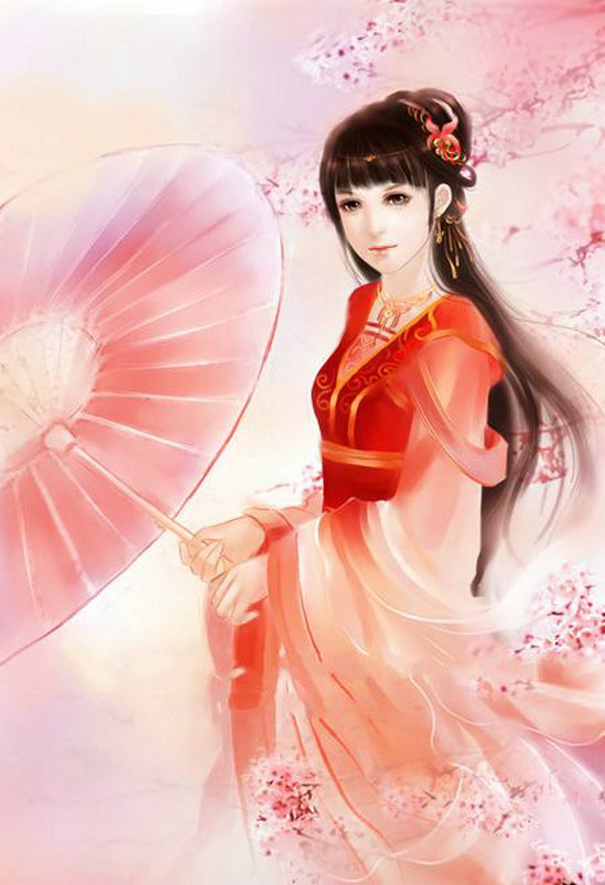 伊人红妆古风插画创意艺术作品（一）
