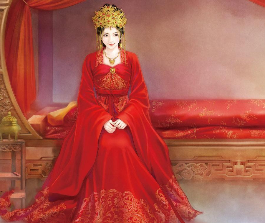 伊人红妆古风插画创意艺术作品（一）