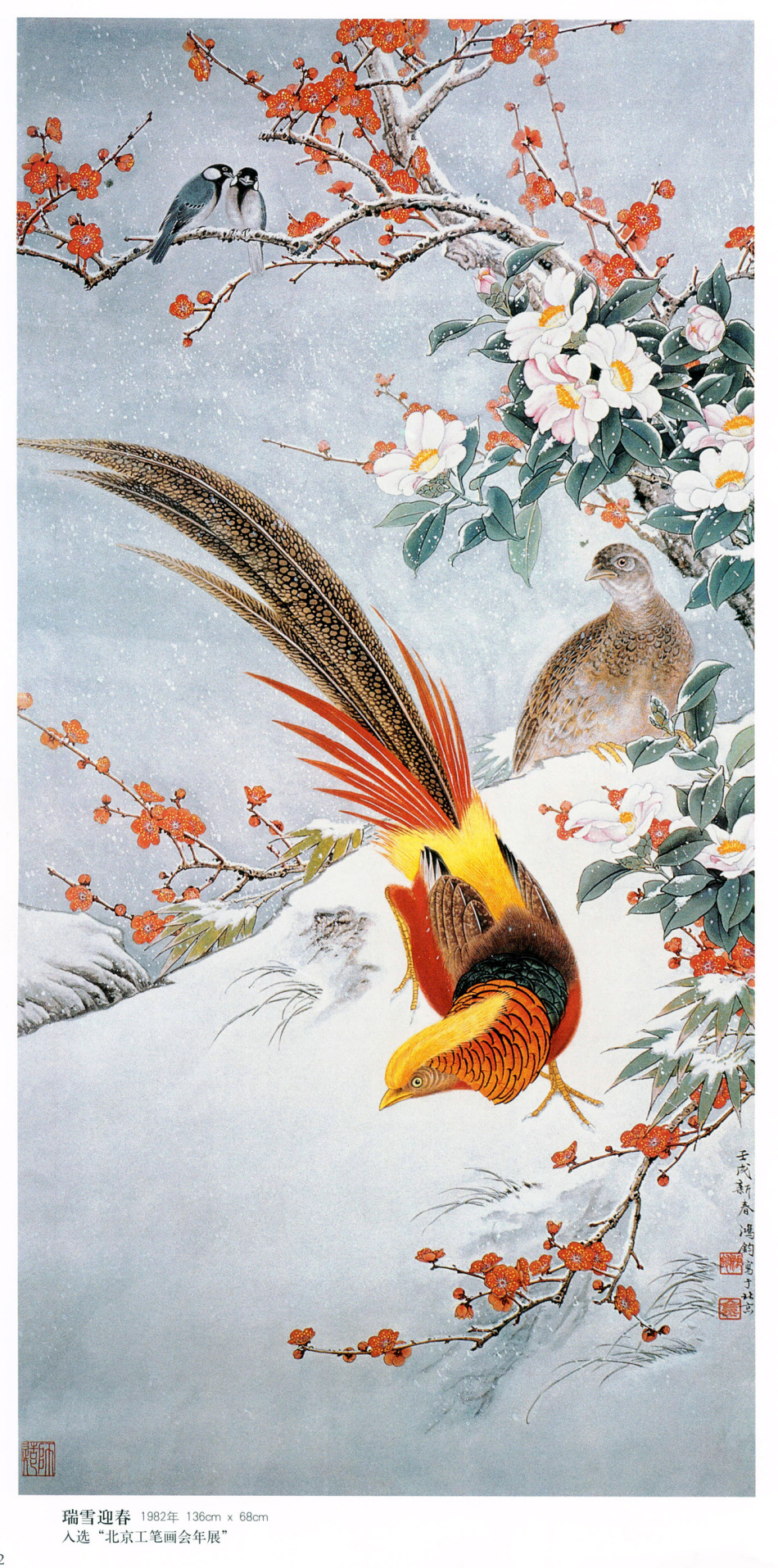 中国现代名家金鸿钧的工笔花鸟绘画（一）