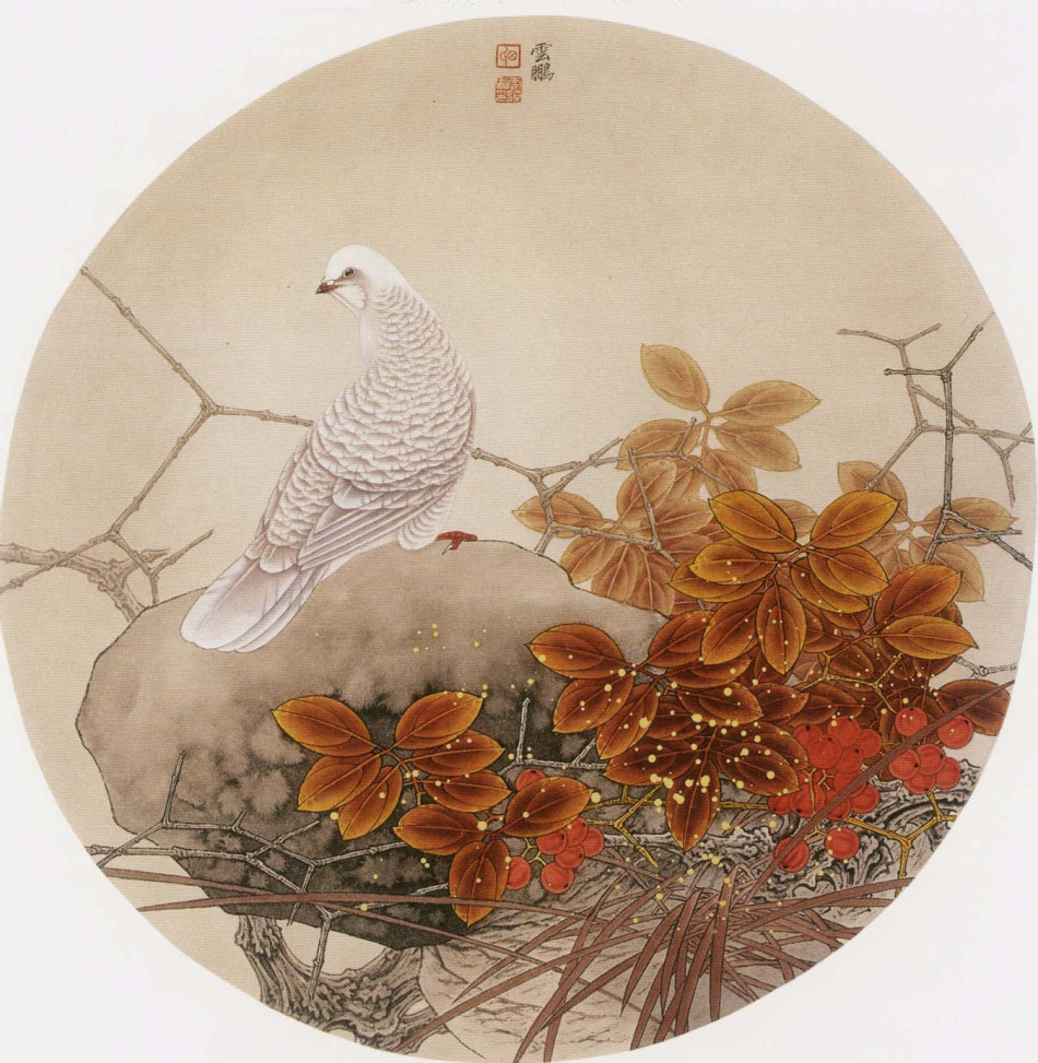 中国现代名家田云鹏的工笔扇面绘画