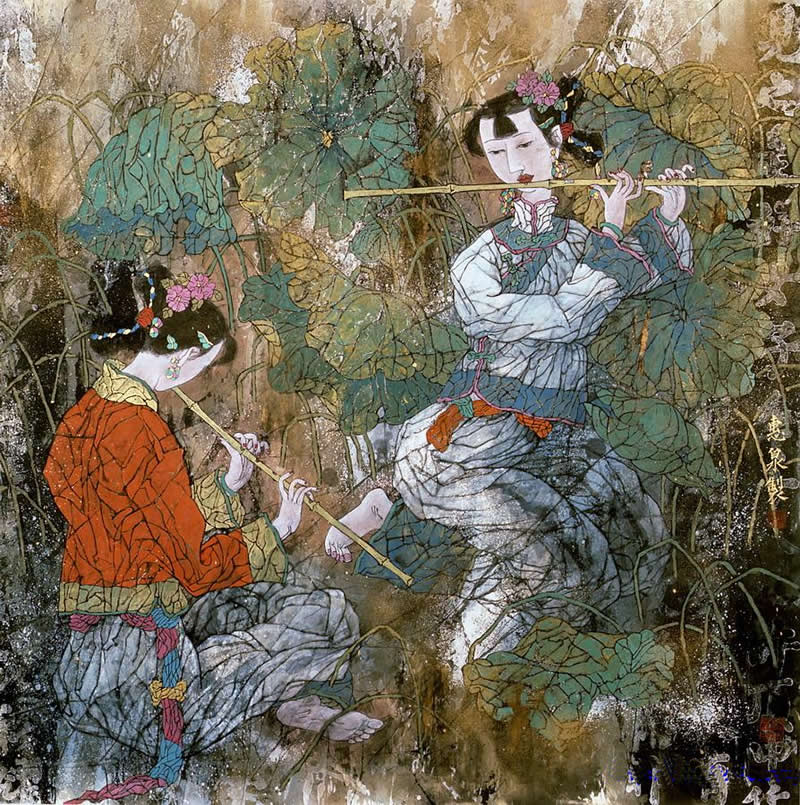 国画中悠扬的笛箫艺术作品