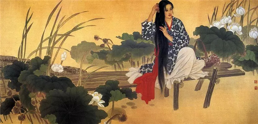 赵国经工笔仕女绘画艺术作品