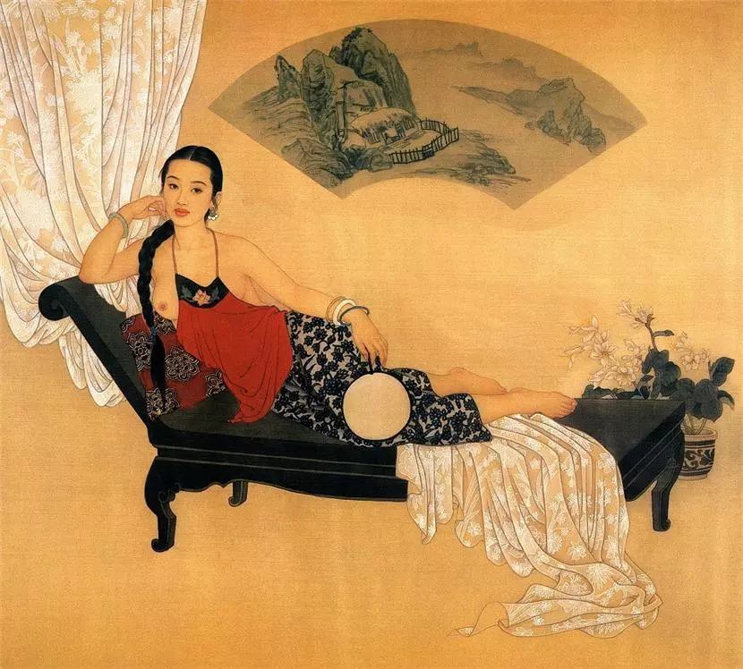 赵国经工笔仕女绘画艺术作品