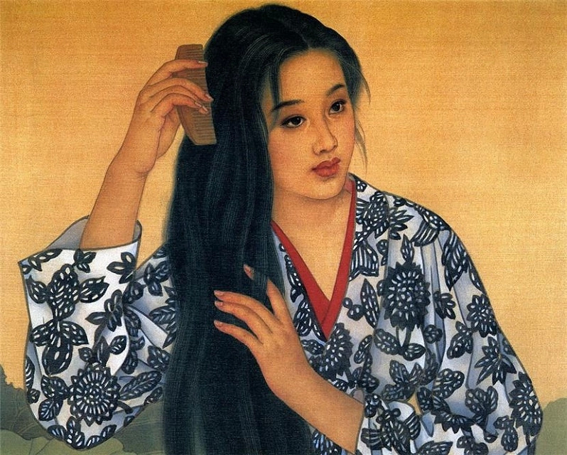 赵国经工笔仕女绘画艺术作品