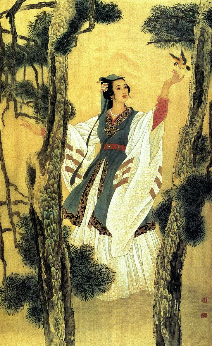 赵国经工笔仕女绘画艺术作品