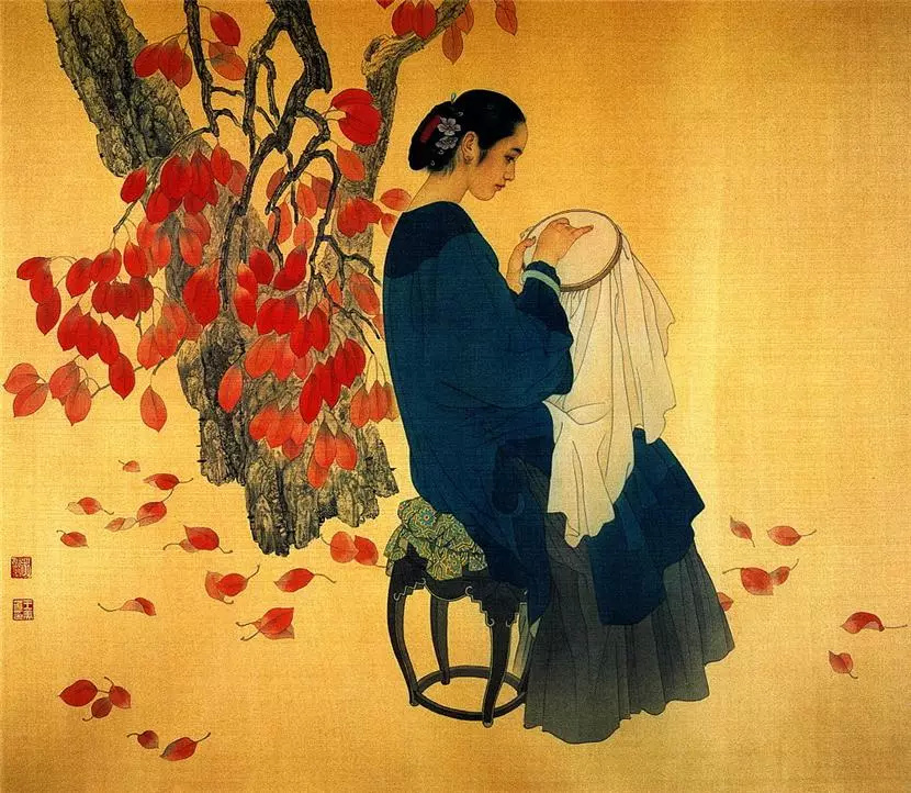 赵国经工笔仕女绘画艺术作品