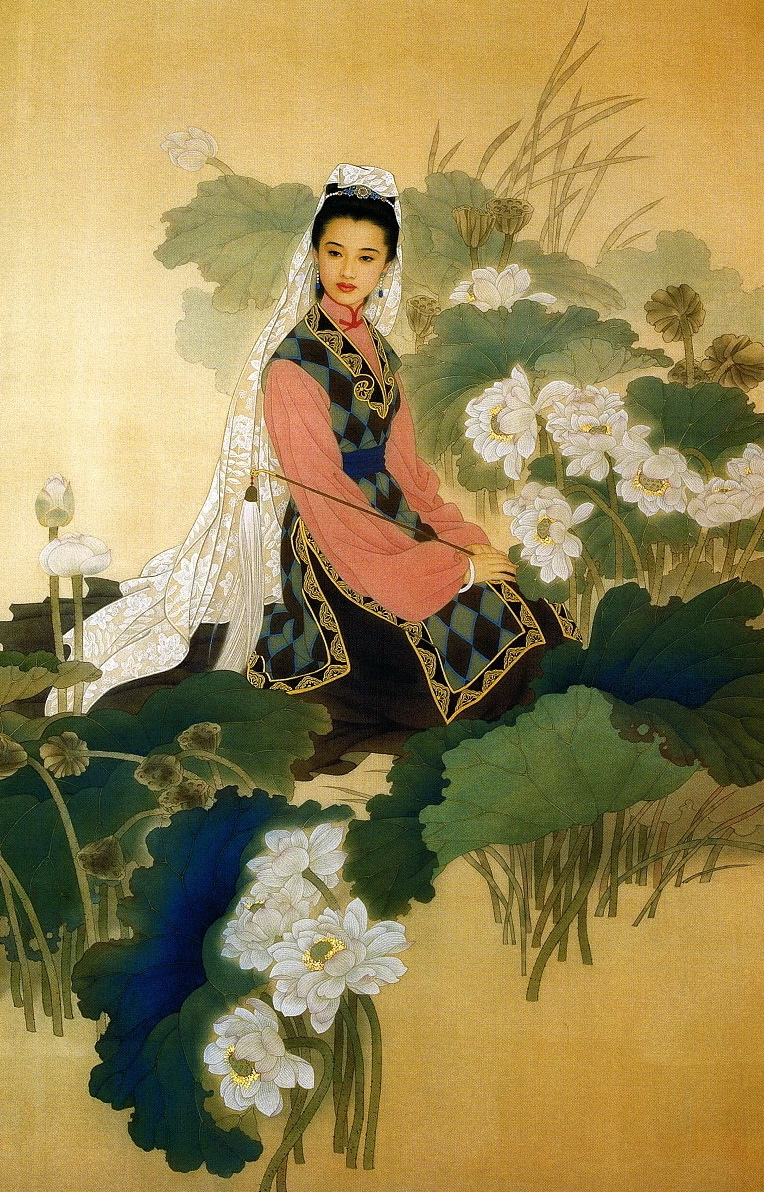 赵国经工笔仕女绘画艺术作品