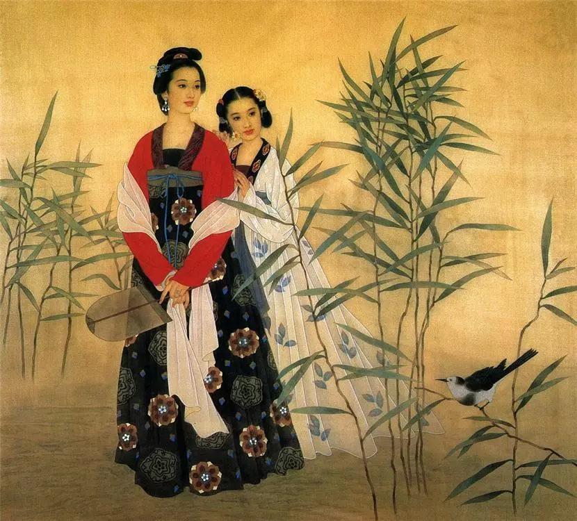 赵国经工笔仕女绘画艺术作品