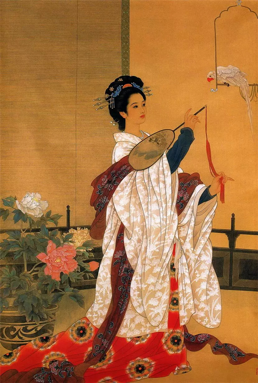 赵国经工笔仕女绘画艺术作品