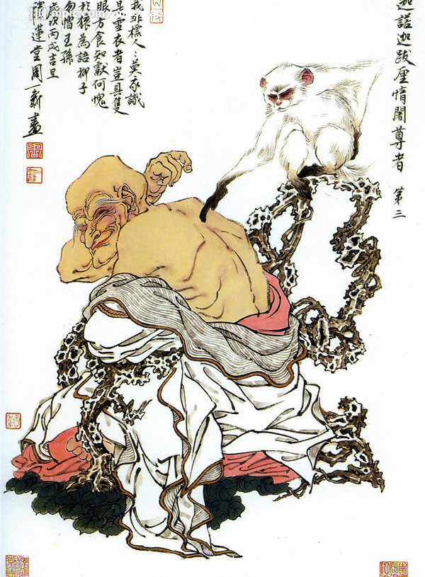 精美的十八罗汉绘画艺术作品