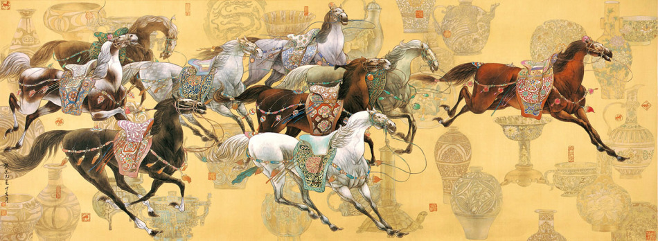 中国现代名家赵文元的中国画宝马图（二）