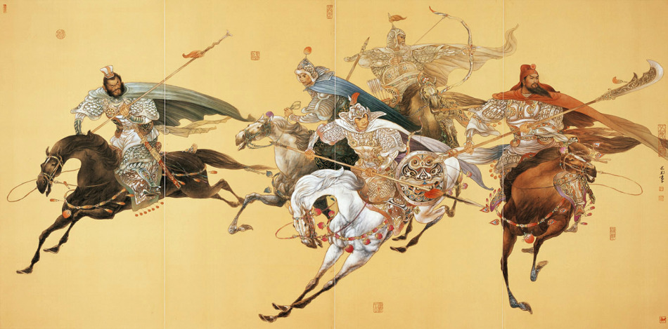 中国现代名家赵文元的中国画宝马图（一）