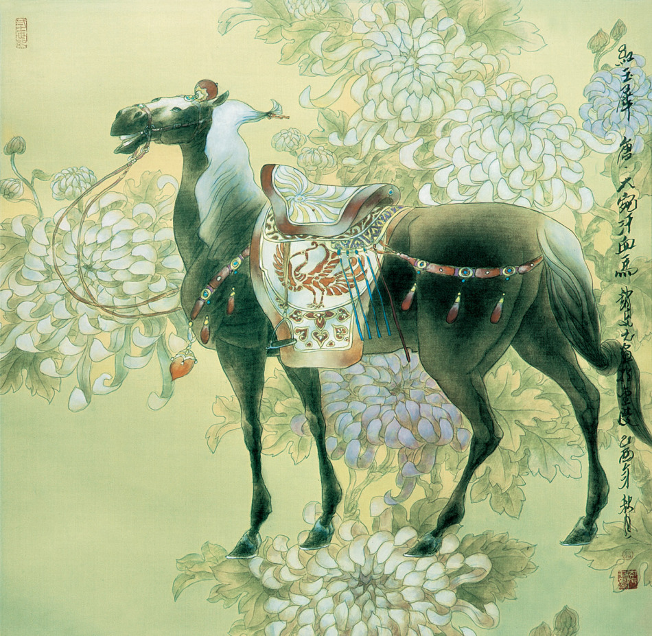 中国现代名家赵文元的中国画宝马图（一）