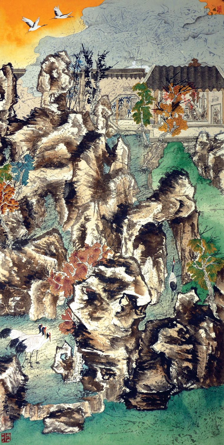 当代画家郑力山水绘画艺术作品