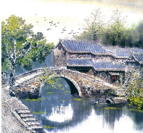 烟雨江南主题创意绘画作品